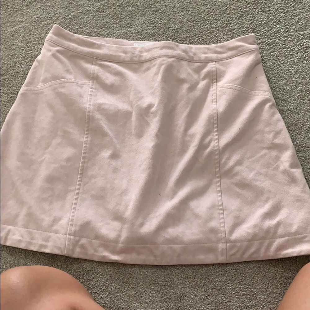 light pink suede skirt